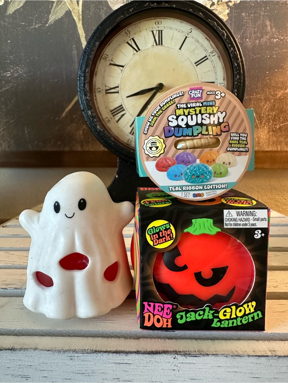 🎃🎃 NeeDoh Jack-Glow Lantern Halloween Pumpkin, RMS Mini Dumpling & Ghost Squishy